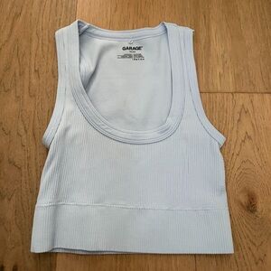 GARAGE LIGHT BLUE RIBBED TANK TOP